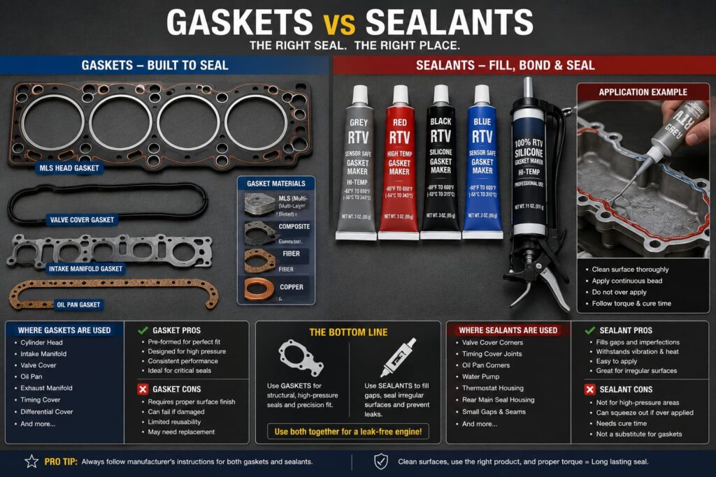 'Gaskets vs sealants head gasket and RTV application comparison'